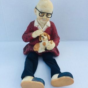 Collectible Figurine Cute Old man with puppy